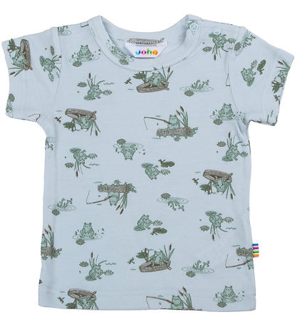 Joha T-shirt - Viscose/Bamboo - Light blue w. Frogs