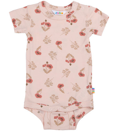 Joha Bodysuit k/æ - Viscose/Bamboo - Pink w. Flowers Joha Bodysuit k/æ - Viscose/Bamboo - Pink w. Flowers