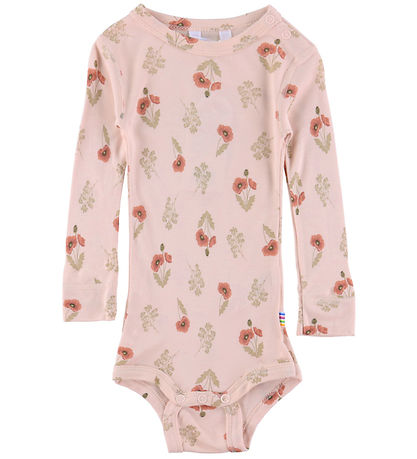 Joha Bodysuit l/s - Viscose/Bamboo - Pink w. Flower Joha Bodysuit l/s - Viscose/Bamboo - Pink w. Flower