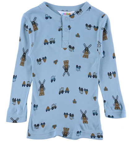 Blouse Joha - Viscose/Bambou - Bleu av. Moulin à vent