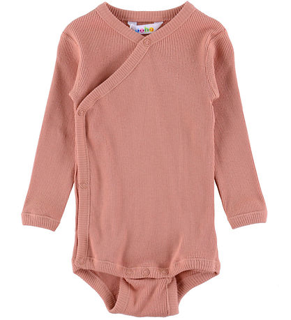 Joha Wrap Bodysuit l/s - Rib - Salmon