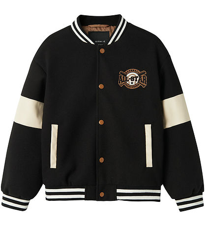 Name It Jacket - NkmMikado - Black w. Print