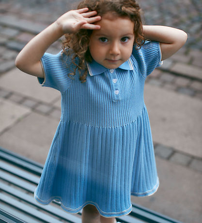 Copenhagen Colors Kleid - Strick - Sky Blue/Cream Kamm