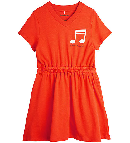 Mini Rodini Dress - Note - Red-Orange Mini Rodini Dress - Note - Red-Orange
