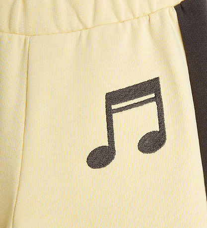 Mini Rodini Sweatpants - Note - Light Yellow w. Brown Mini Rodini Sweatpants - Note - Light Yellow w. Brown