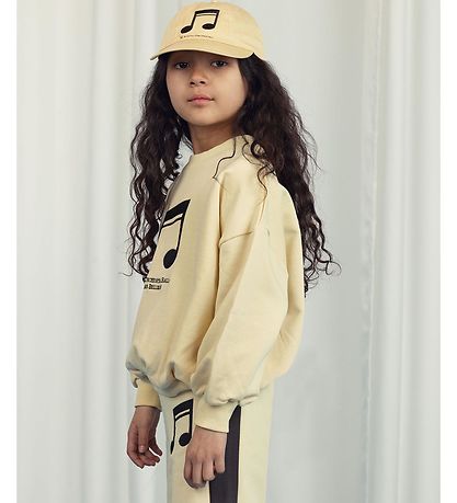 Mini Rodini Sweatpants - Note - Light Yellow w. Brown Mini Rodini Sweatpants - Note - Light Yellow w. Brown