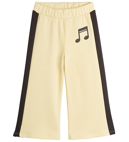 Mini Rodini Sweatpants - Note - Light Yellow w. Brown Mini Rodini Sweatpants - Note - Light Yellow w. Brown