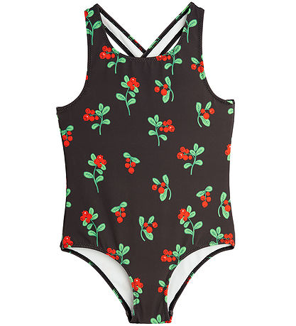 Mini Rodini Swimsuit - UV 50+ - Lingonberries - Black