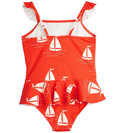 Mini Rodini Swimsuit - UV50+ - Sailing Boats - Red
