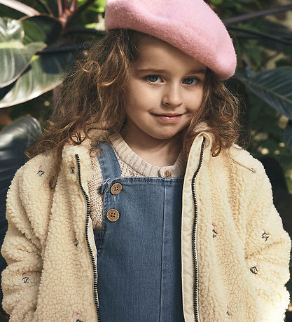 Lil' Atelier Fleece Jacket - NmfNalo - Bleached Sand w. Flowers
