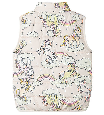 Name It Puffer Vest - NmfMylane - Mauve Chalk w. Unicorns