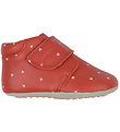 Pom Pom Soft Sole Leather Shoes - Beginners Velcro Print - Heart
