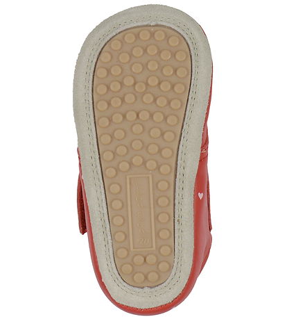 Pom Pom Soft Sole Leather Shoes - Beginners Velcro Print - Heart