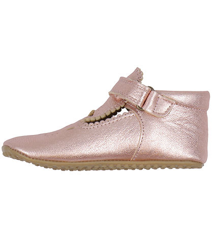 Pom Pom Ballerina Slippers - T-Bar - Metallic Rose