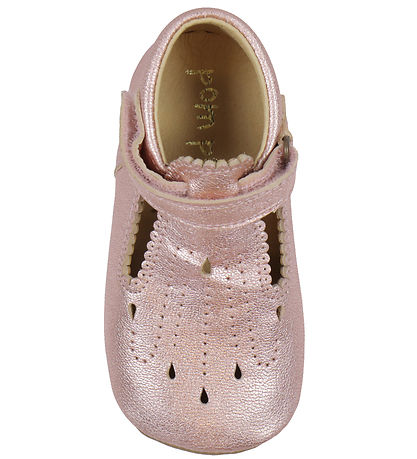 Pom Pom Ballerina Slippers - T-Bar - Metallic Rose