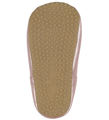 Pom Pom Ballerina Slippers - T-Bar - Metallic Rose