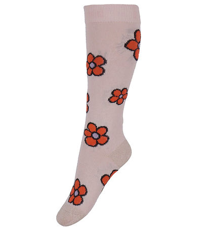 Melton Knee-High Socks - Flower - Crystal Pink