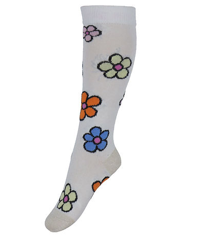Melton Knee-High Socks - Flower - Snow White