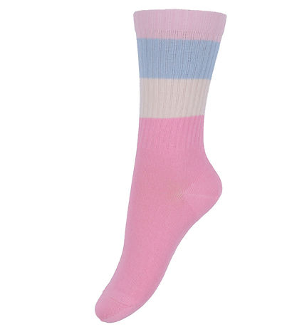 Melton Socks - Wide Stripes - Pink Cosmos
