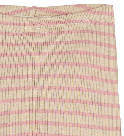 Petit Piao Leggings - Rib - Modal - Bright Rose/Dark Off White