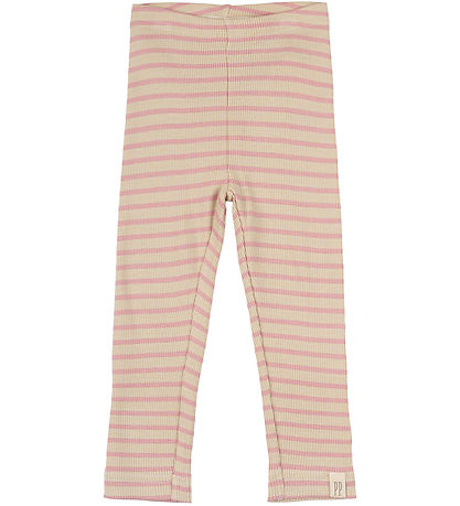 Petit Piao Leggings - Rib - Modal - Bright Rose/Dark Off White