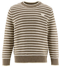 Emporio Armani Blouse - Knitted - White/Brown Striped Emporio Armani Blouse - Knitted - White/Brown Striped