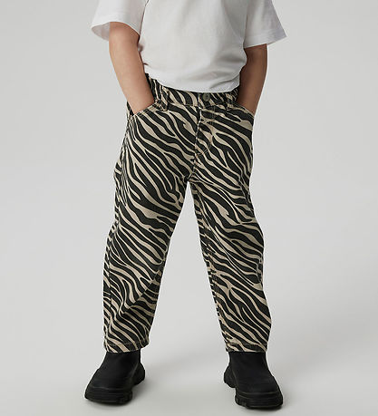 Name It Jeans - NmfBella - Mom Pants - Cement/Black Zebra