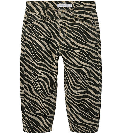 Name It Jeans - NmfBella - Mom Pants - Cement/Black Zebra