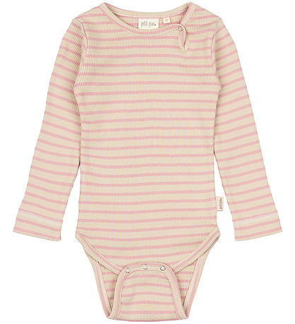 Petit Piao Body l/ä - Rib - Modal - Hell Rose/Dark Off White