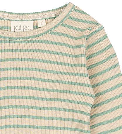 Petit Piao Blouse - Rib - Modal - Granite Green/Dark Off White