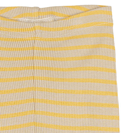 Petit Piao Leggings - Rib - Modal - Yellow Sun/Dark Off White