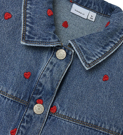Name It Jeansjacka - NkfMandy - Medium+ Blue Denim/Heart Name It Jeansjacka - NkfMandy - Medium+ Blue Denim/Heart