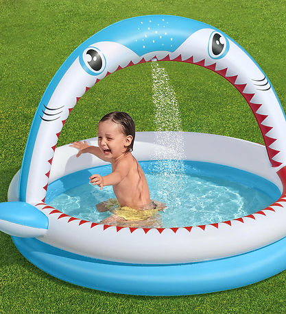 Bestway Kiddy Pool w. Sprinkler - 163 x 127 cm - Sharktastic