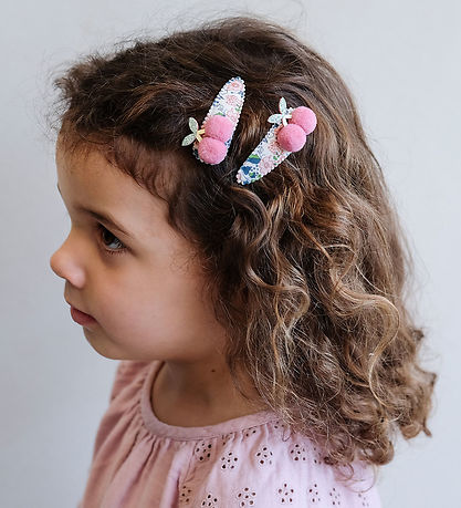 Mimi & Lula Hair Clips - 2-Pack - 5 cm - Floral Pom Pom Cherries