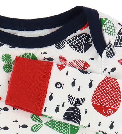 Katvig Bodysuit l/s - White w. Fish
