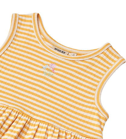 Wheat Dress - Rib - Martha - Yellow Rib Stripe