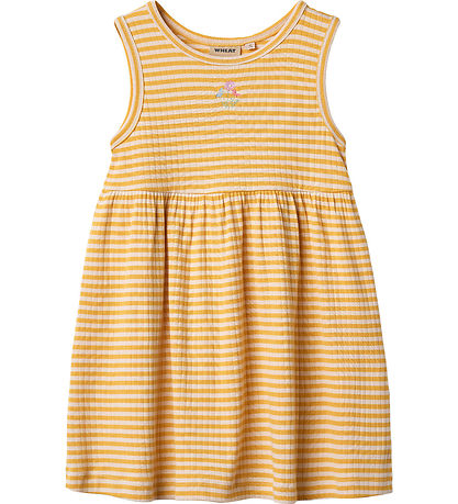 Wheat Dress - Rib - Martha - Yellow Rib Stripe