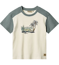 Wheat T-shirt - Hector - Ivory/Dusty Green w. Print Wheat T-shirt - Hector - Ivory/Dusty Green w. Print