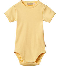 Wheat Bodysuit s/s - Rib - Lace - Elisa - Golden Yellow Wheat Bodysuit s/s - Rib - Lace - Elisa - Golden Yellow