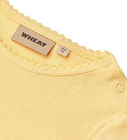 Wheat Bodysuit s/s - Rib - Lace - Elisa - Golden Yellow