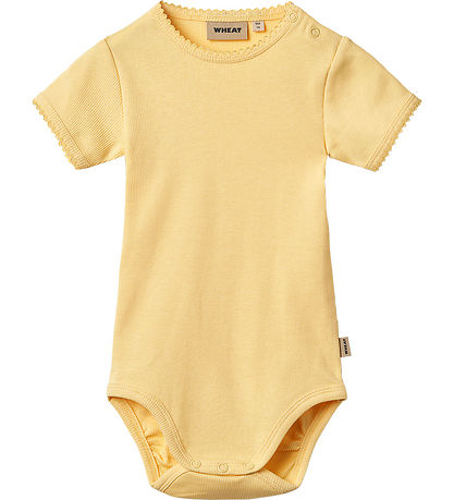 Wheat Bodysuit s/s - Rib - Lace - Elisa - Golden Yellow