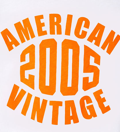 American Vintage T-Shirt - Gamipy - Weiß/Neon Orange