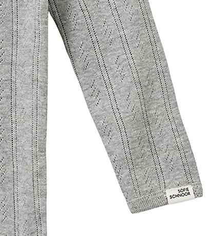 Sofie Schnoor Bodysuit l/s - DicteSB - Grey Melange w. Pointelle