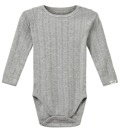 Sofie Schnoor Bodysuit l/s - DicteSB - Grey Melange w. Pointelle