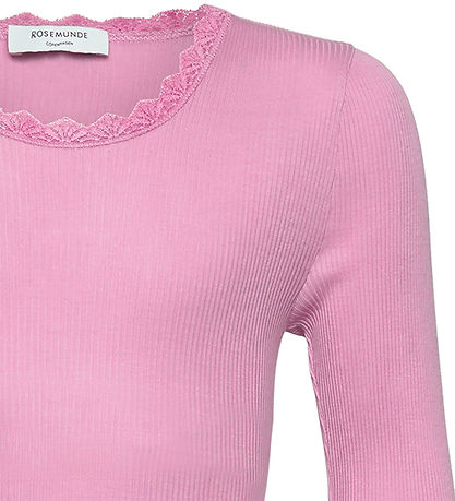 Rosemunde Blouse - Rib - Balta - Prism Pink w. Lace