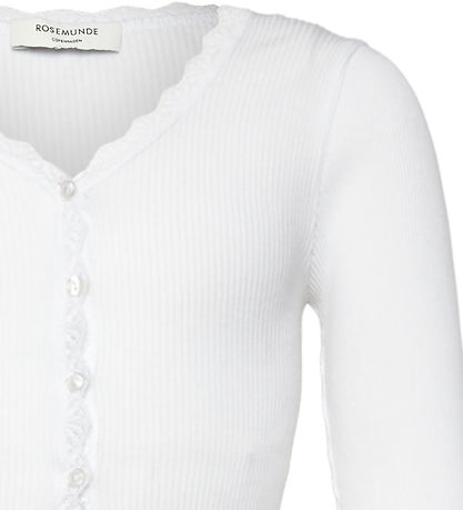 Rosemunde Cardigan - Rib - Balta - New White w. Lace