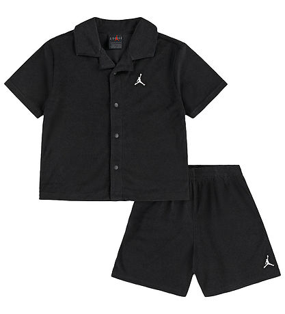 Jordan Shorts Set - Shirt/Shorts - Terrycloth - Black w. Logo