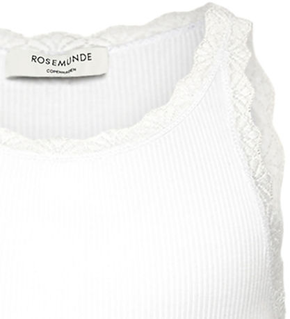 Rosemunde Top - Rib - Balta - New White w. Lace