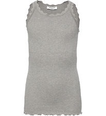 Rosemunde Top - Long - Rib - Balta - Grey Melange w. Lace Rosemunde Top - Long - Rib - Balta - Grey Melange w. Lace
