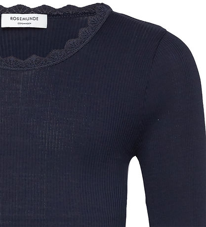 Rosemunde Blouse - Rib - Balta - Navy m. Veter